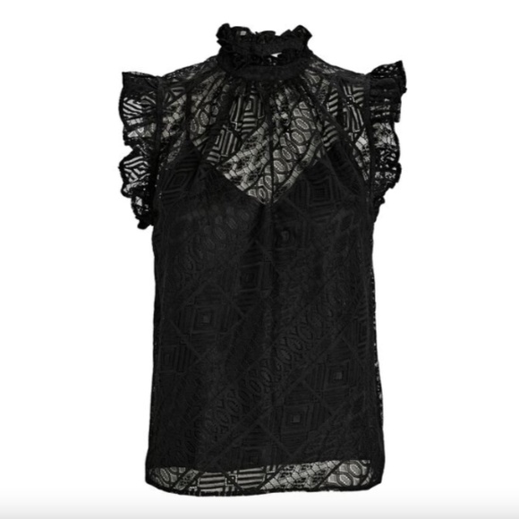 Frame Sleeveless Ruffle Top - Noir - Picture 5 of 5